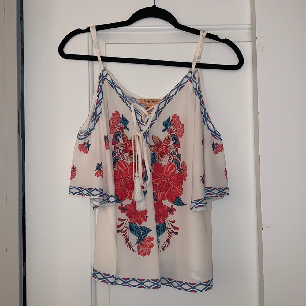 White Floral Blouse